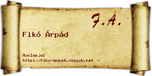 Fikó Árpád névjegykártya